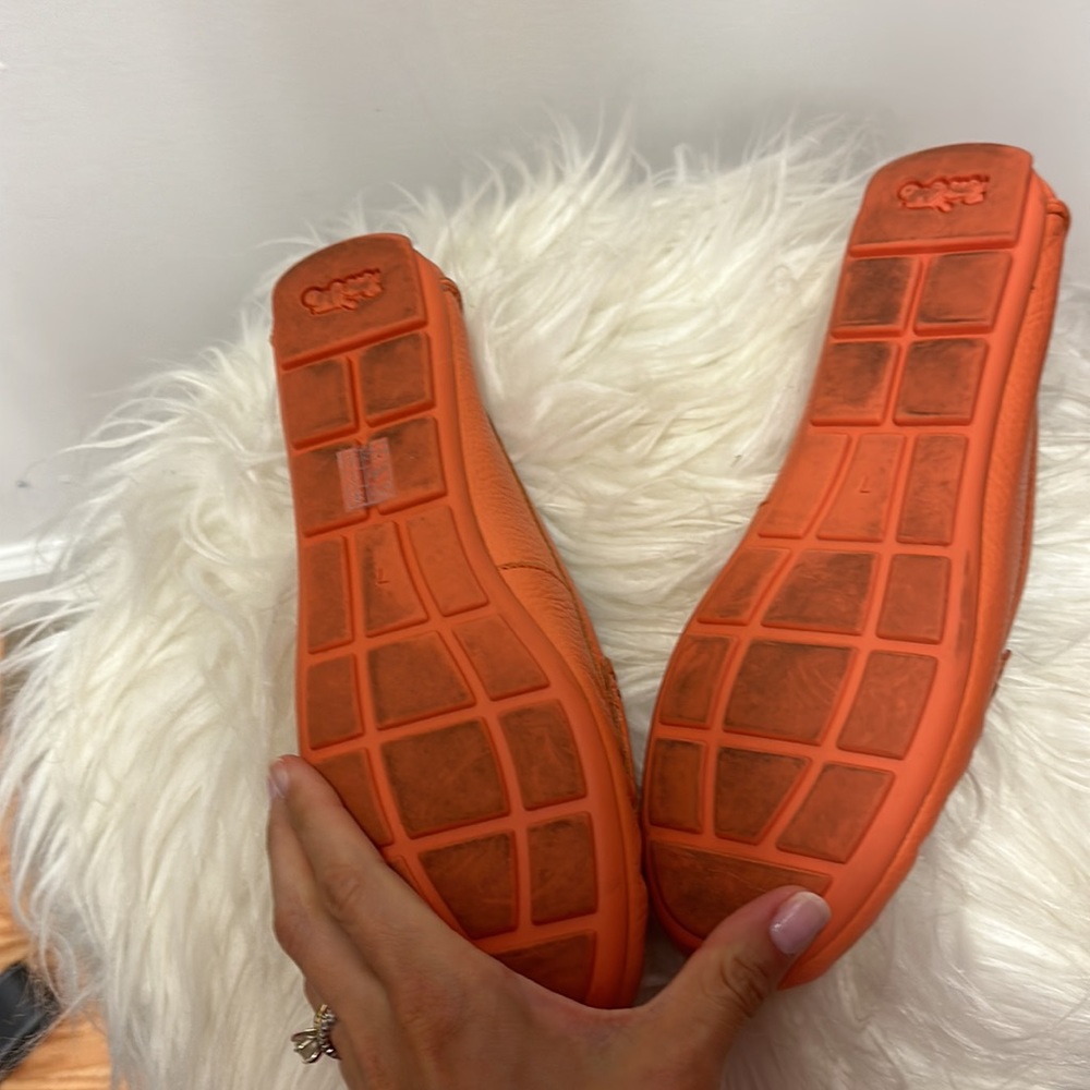 Coach Marley Genuine Leather Loafers in Tangerine - Picture 4 of 9